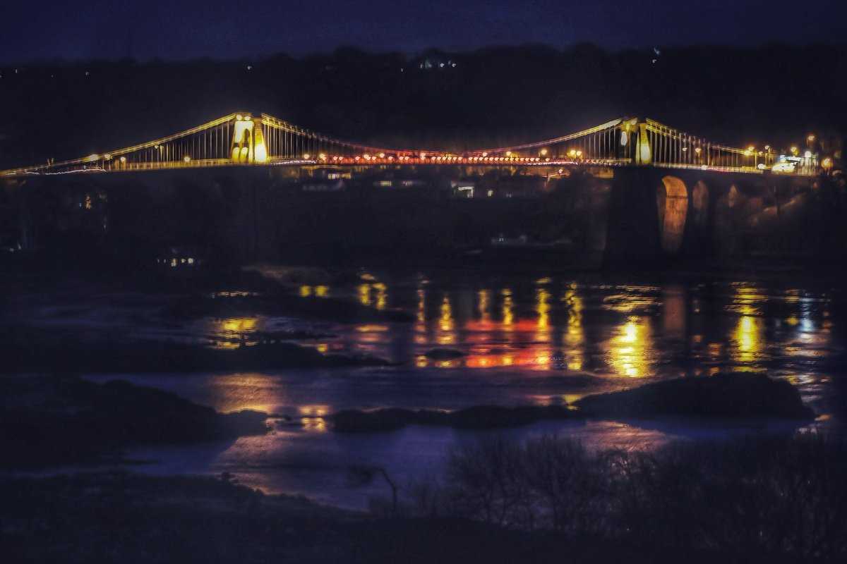 'The Night Lights', Menai Suspension Bridge, Angelsey, Wales (January 2019)